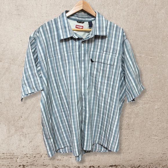 Wrangler Men's Blue Plaid Shirt - Picture 1 of 4